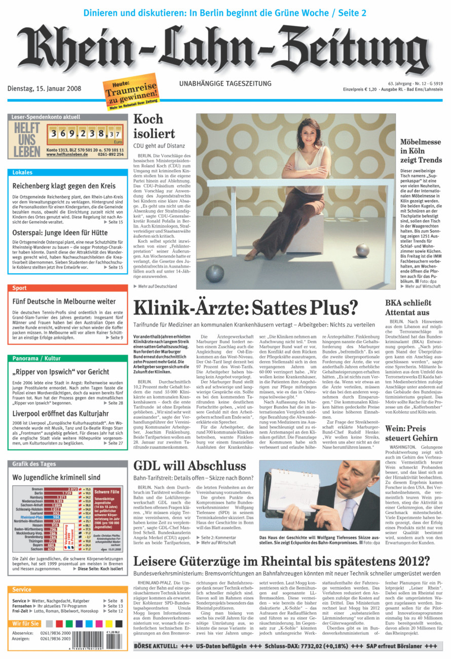 Rhein-Lahn-Zeitung vom Dienstag, 15.01.2008