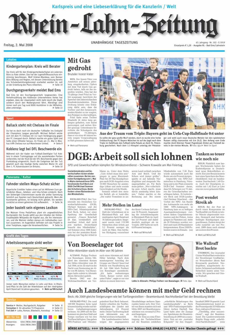 Rhein-Lahn-Zeitung vom Freitag, 02.05.2008