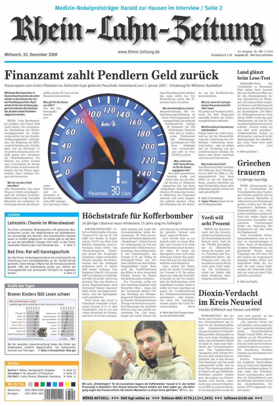 Rhein-Lahn-Zeitung vom Mittwoch, 10.12.2008