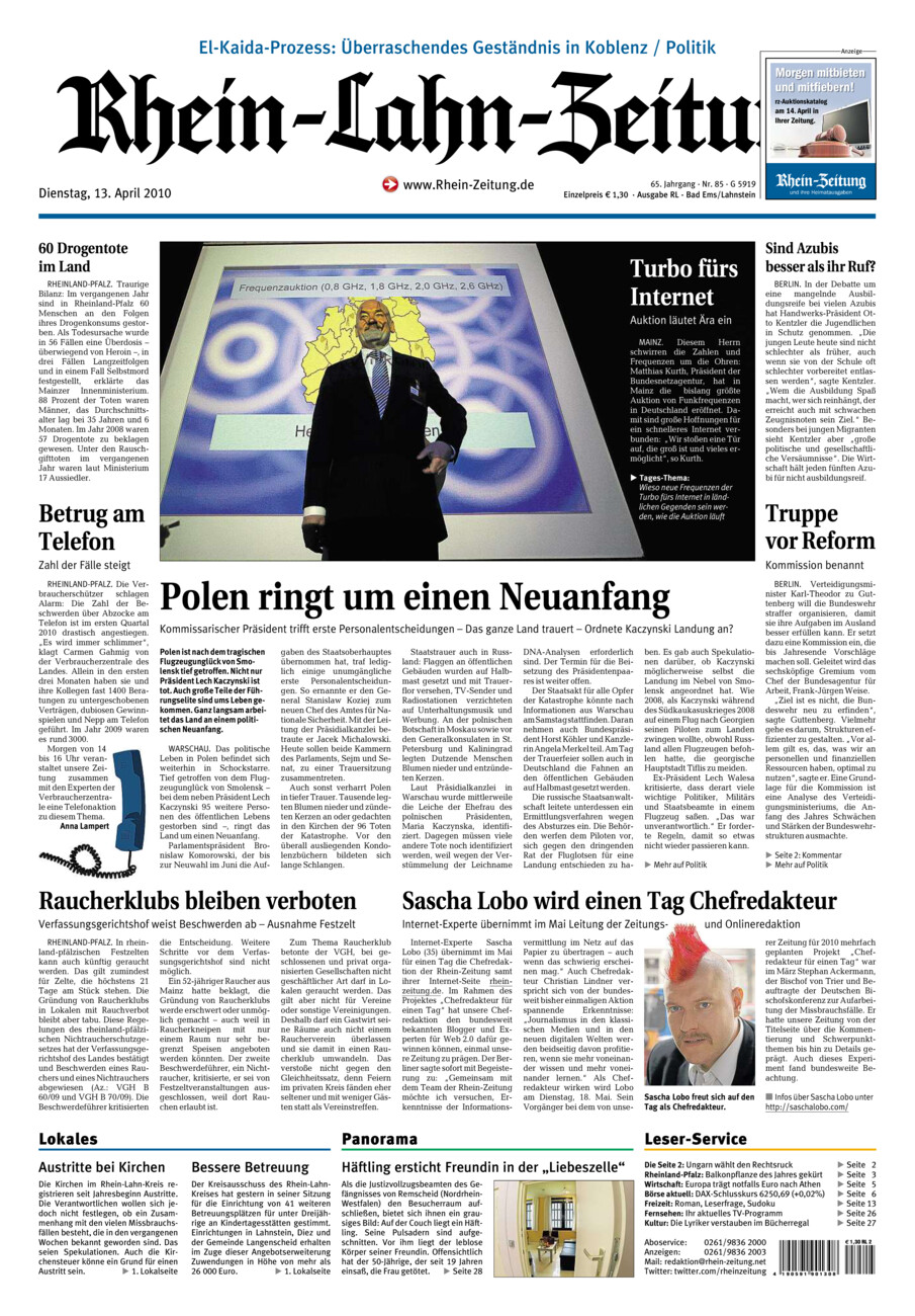 Rhein-Lahn-Zeitung vom Dienstag, 13.04.2010