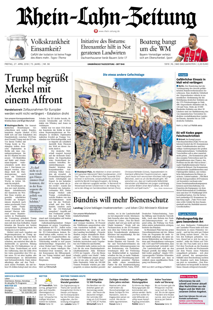 Rhein-Lahn-Zeitung vom Freitag, 27.04.2018