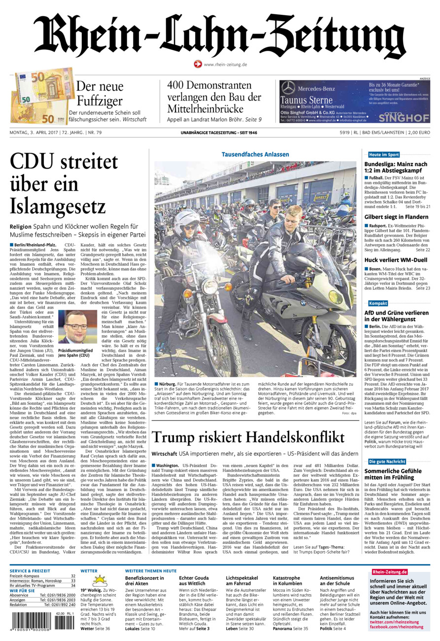 Rhein-Lahn-Zeitung vom Montag, 03.04.2017
