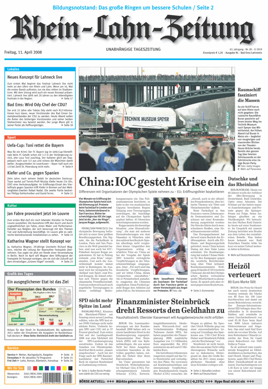 Rhein-Lahn-Zeitung vom Freitag, 11.04.2008