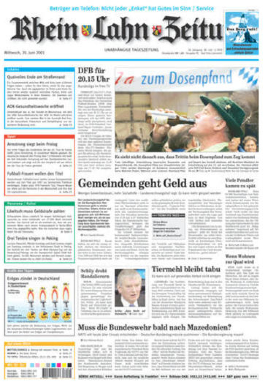 Rhein-Lahn-Zeitung vom Mittwoch, 20.06.2001