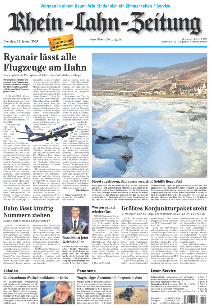 Rhein-Lahn-Zeitung vom Dienstag, 13.01.2009