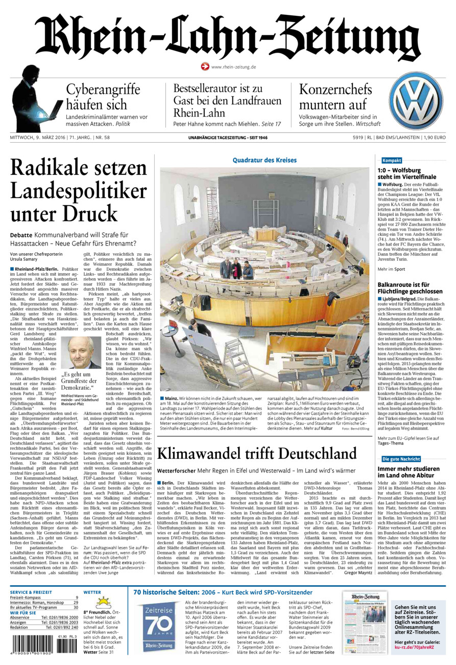 Rhein-Lahn-Zeitung vom Mittwoch, 09.03.2016