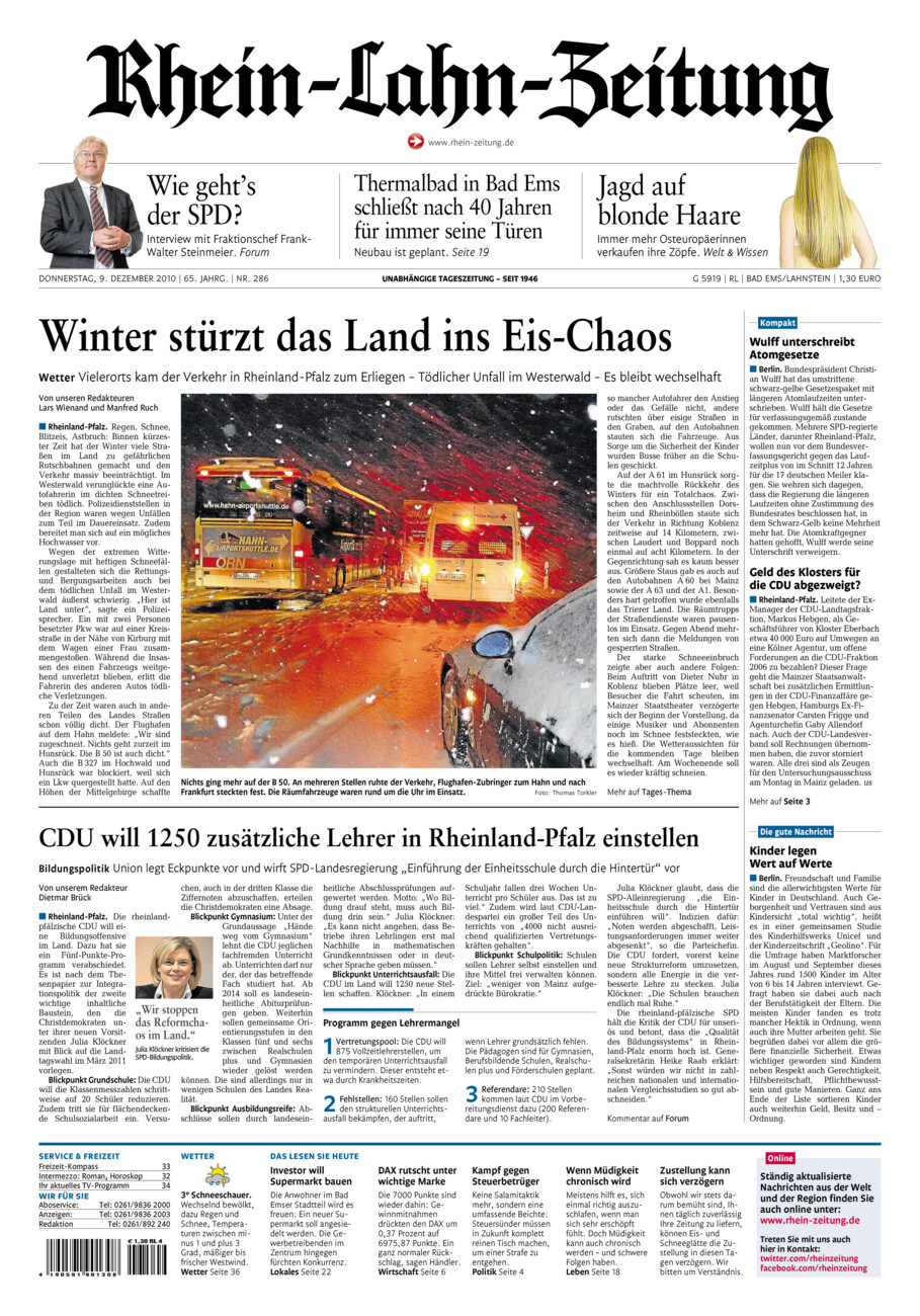 Rhein-Lahn-Zeitung vom Donnerstag, 09.12.2010