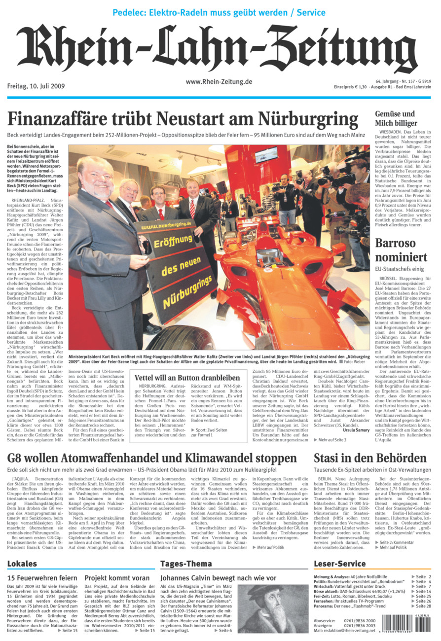 Rhein-Lahn-Zeitung vom Freitag, 10.07.2009