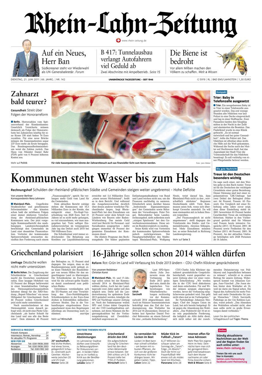 Rhein-Lahn-Zeitung vom Dienstag, 21.06.2011