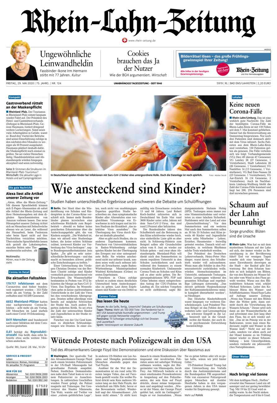 Rhein-Lahn-Zeitung vom Freitag, 29.05.2020