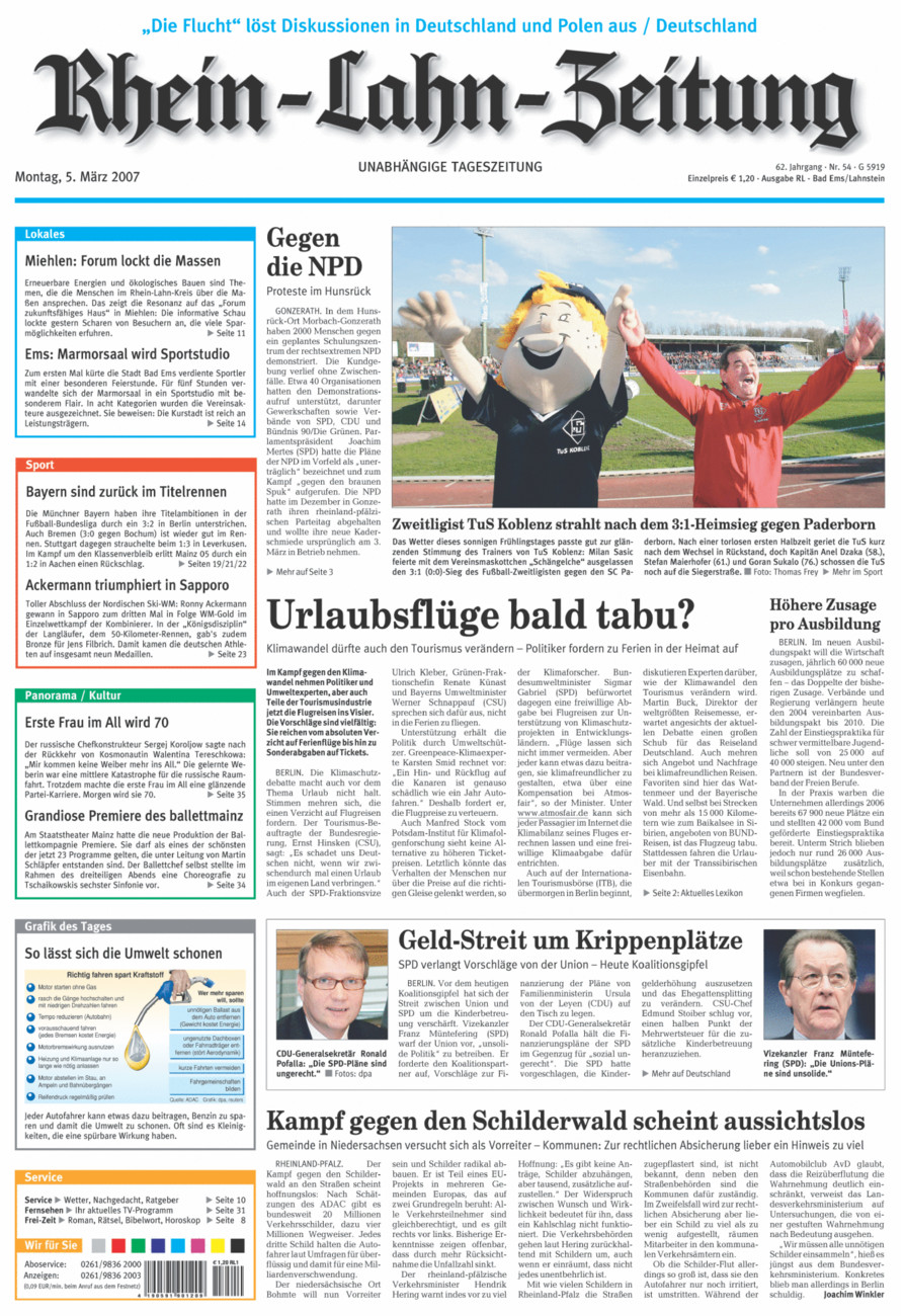 Rhein-Lahn-Zeitung vom Montag, 05.03.2007