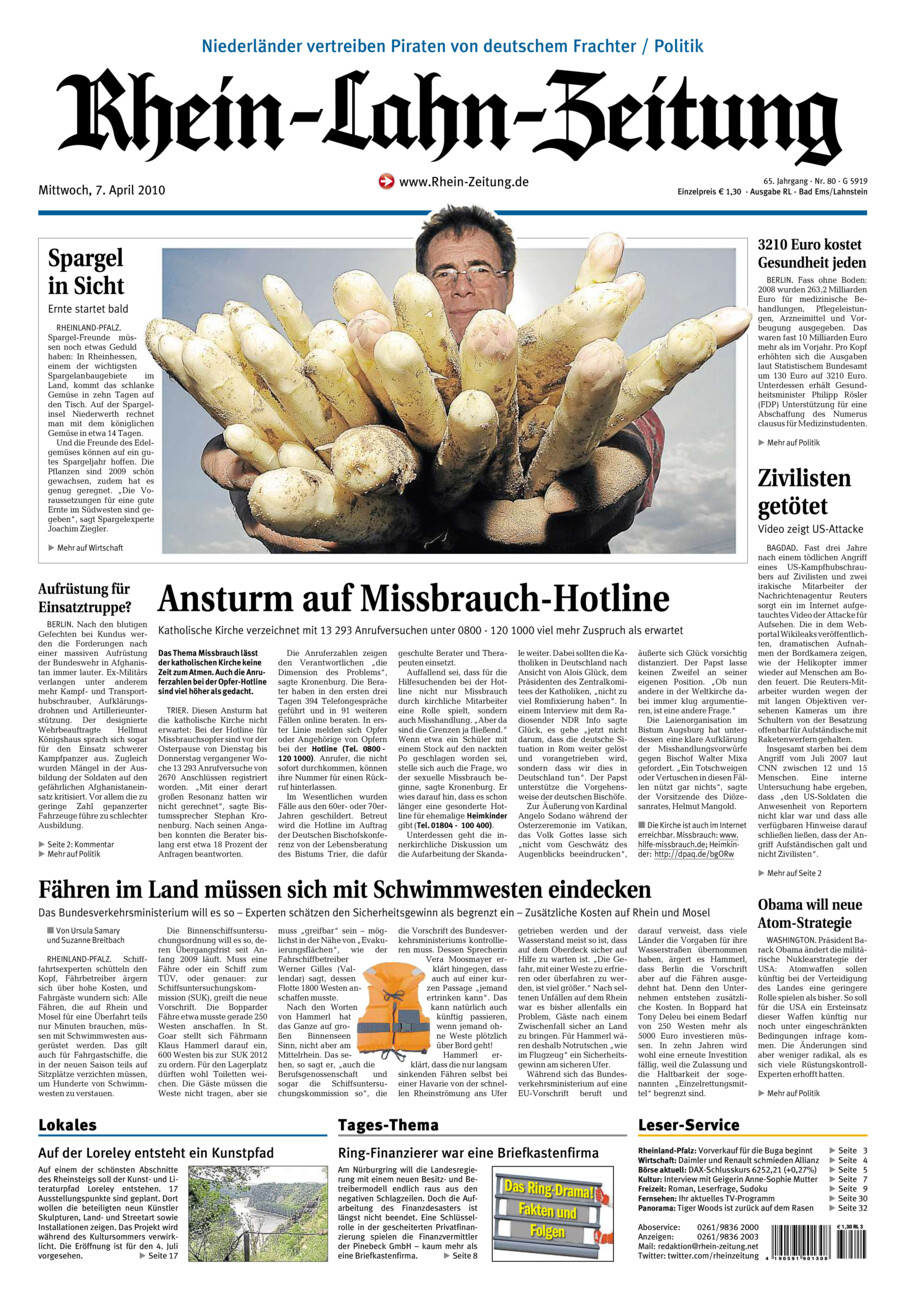 Rhein-Lahn-Zeitung vom Mittwoch, 07.04.2010