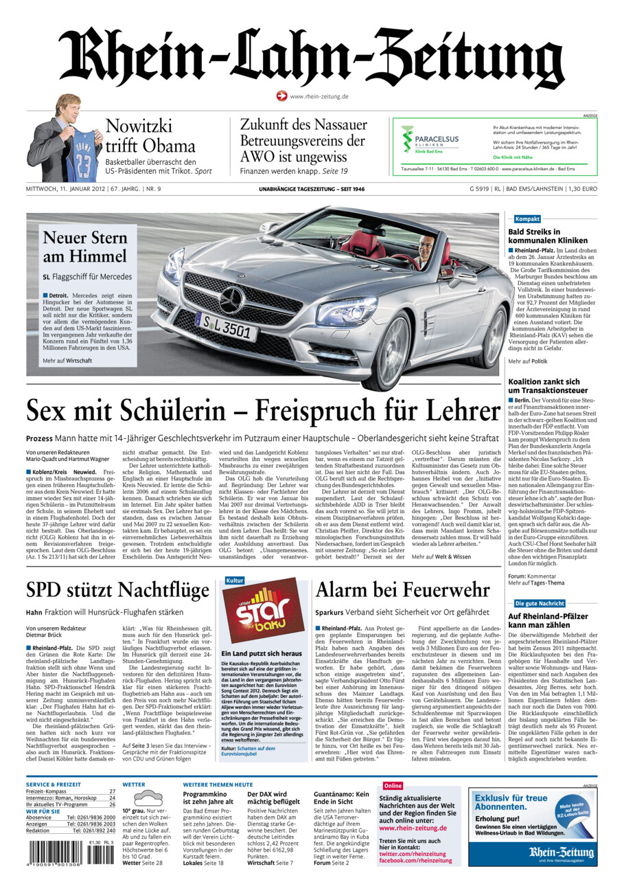 Rhein-Lahn-Zeitung vom Mittwoch, 11.01.2012
