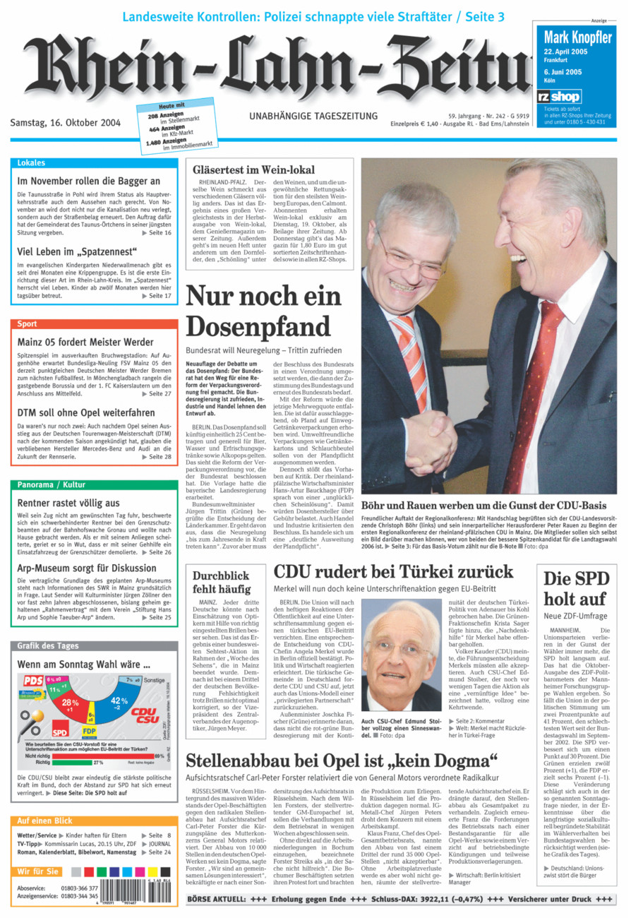 Rhein-Lahn-Zeitung vom Samstag, 16.10.2004