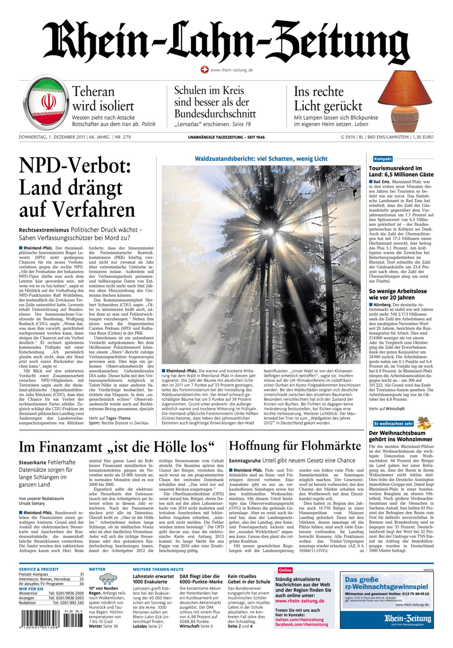 Rhein-Lahn-Zeitung vom Donnerstag, 01.12.2011