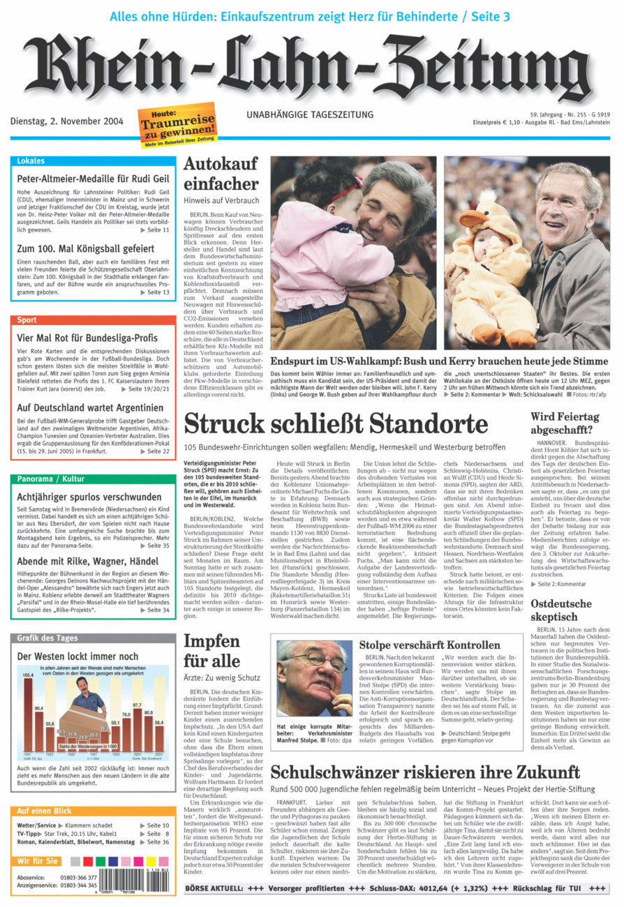 Rhein-Lahn-Zeitung vom Dienstag, 02.11.2004