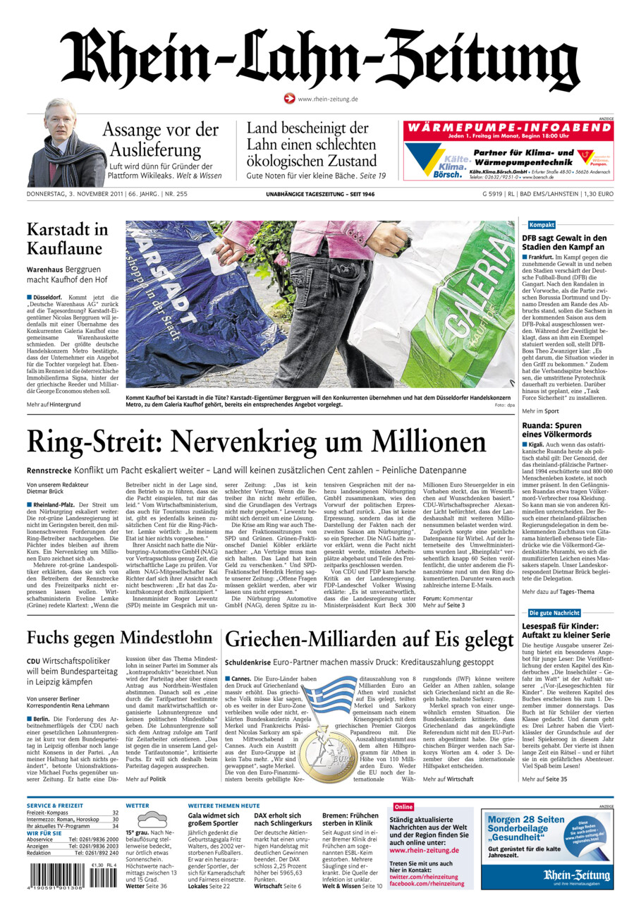 Rhein-Lahn-Zeitung vom Donnerstag, 03.11.2011