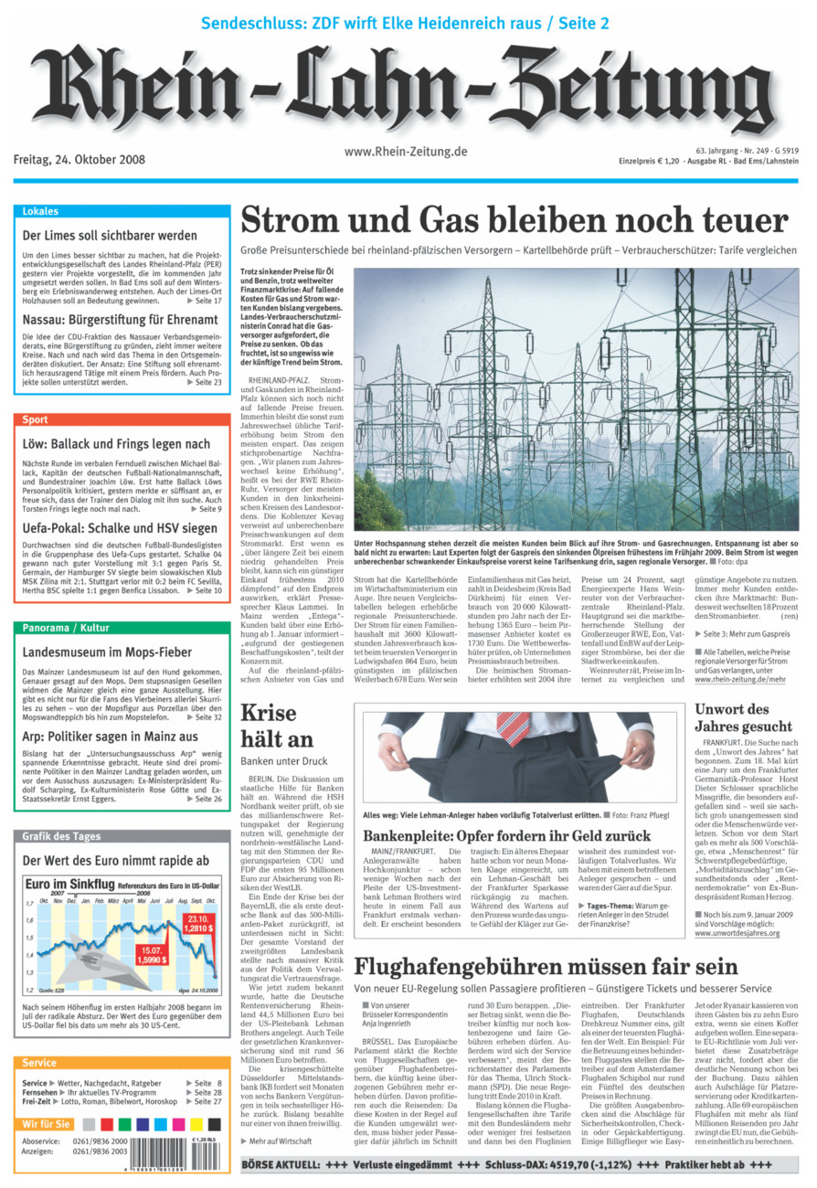 Rhein-Lahn-Zeitung vom Freitag, 24.10.2008