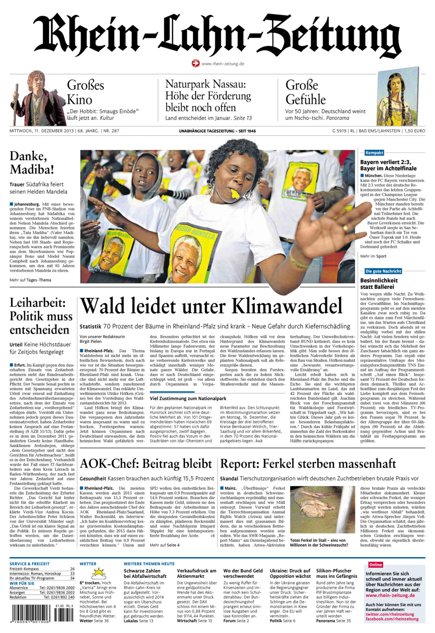 Rhein-Lahn-Zeitung vom Mittwoch, 11.12.2013