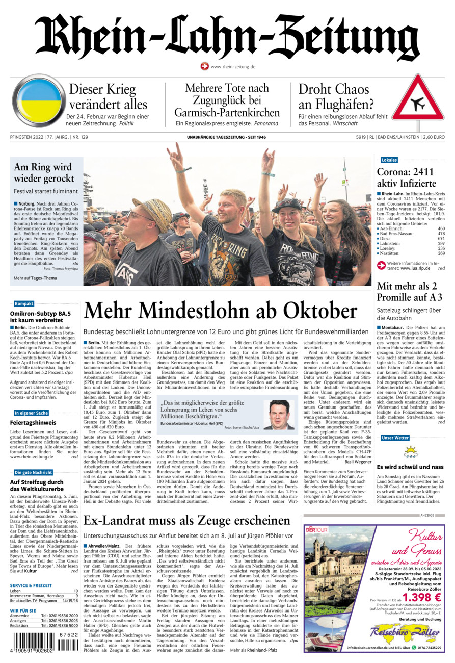 Rhein-Lahn-Zeitung vom Samstag, 04.06.2022