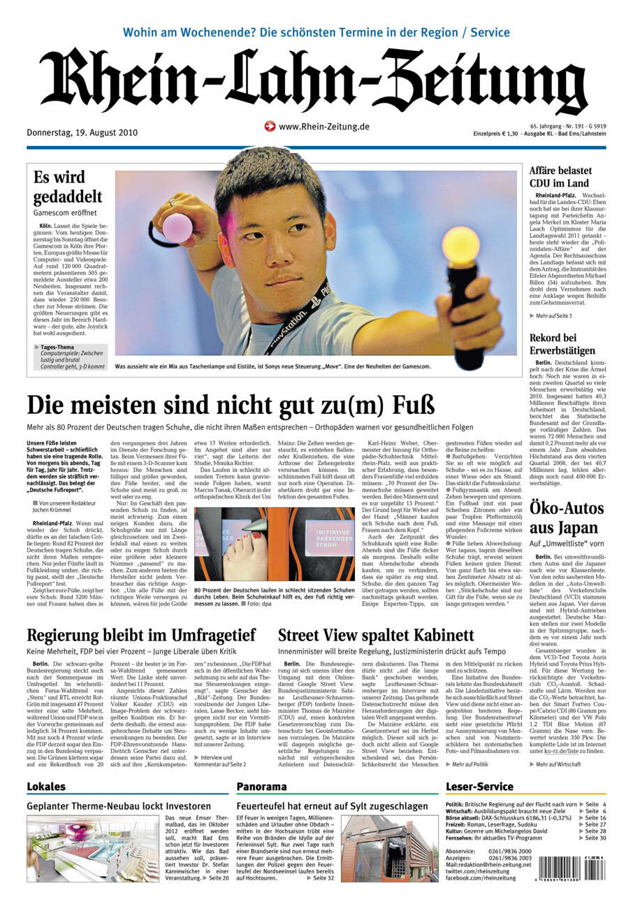 Rhein-Lahn-Zeitung vom Donnerstag, 19.08.2010