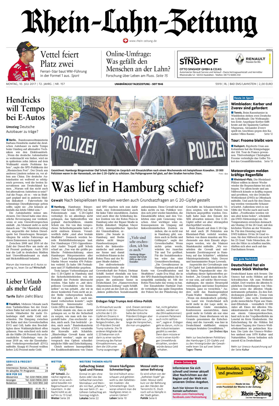 Rhein-Lahn-Zeitung vom Montag, 10.07.2017