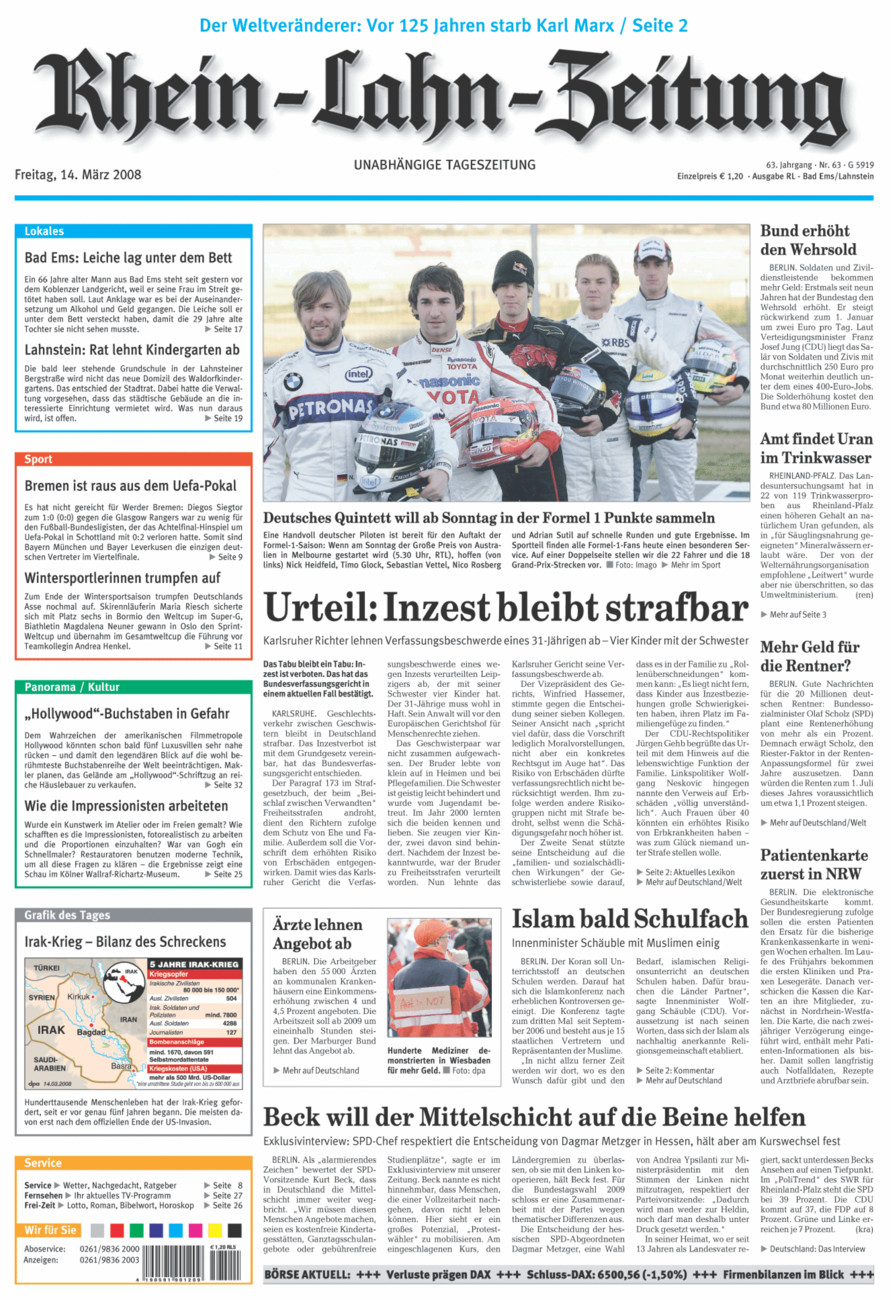 Rhein-Lahn-Zeitung vom Freitag, 14.03.2008