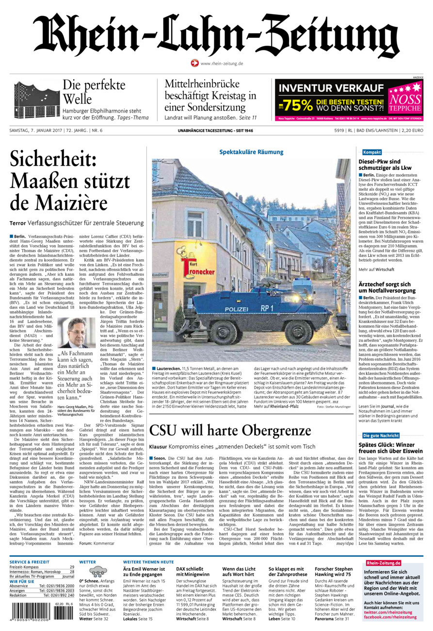 Rhein-Lahn-Zeitung vom Samstag, 07.01.2017
