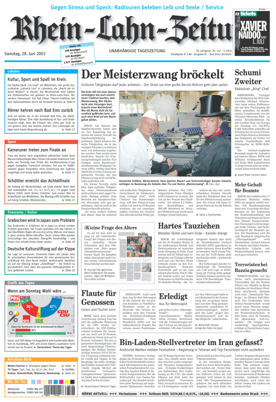 Rhein-Lahn-Zeitung vom Samstag, 28.06.2003