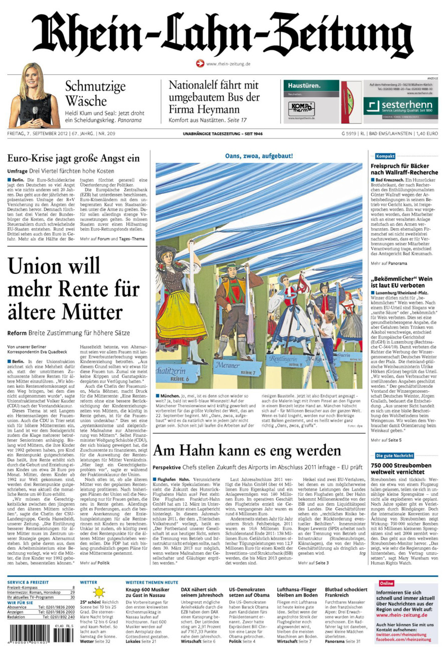 Rhein-Lahn-Zeitung vom Freitag, 07.09.2012