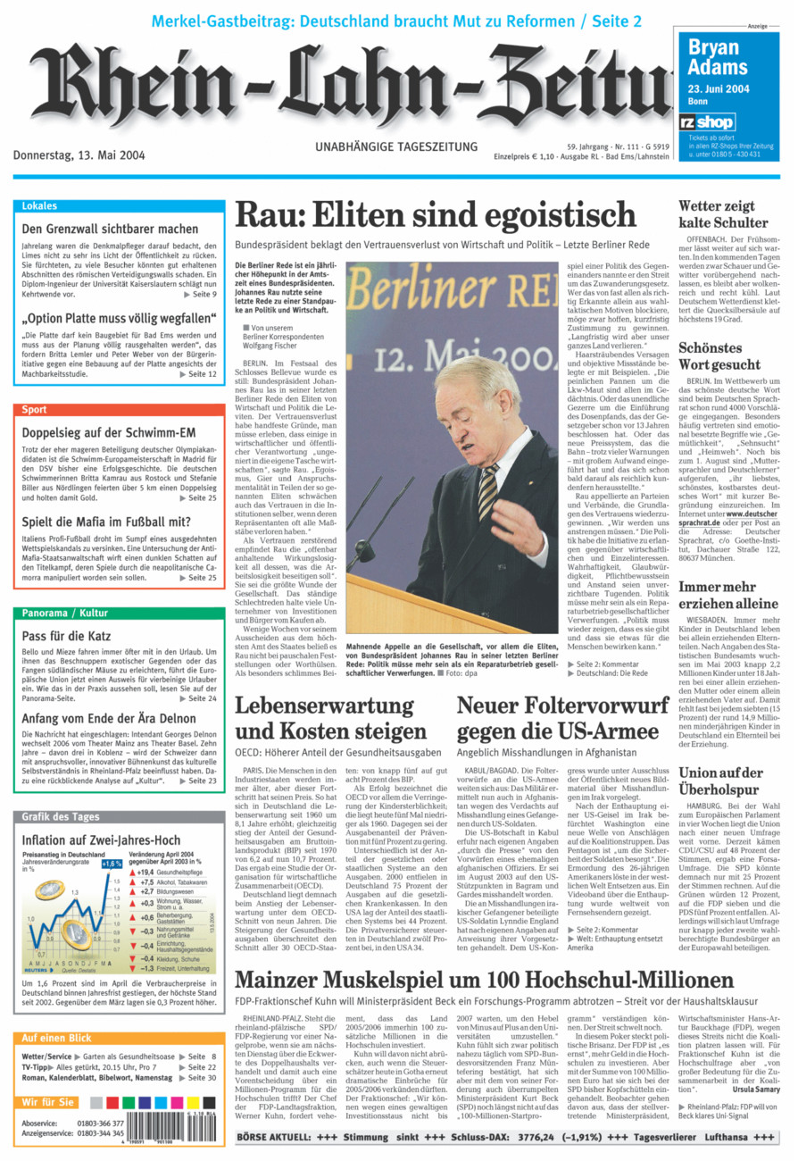 Rhein-Lahn-Zeitung vom Donnerstag, 13.05.2004