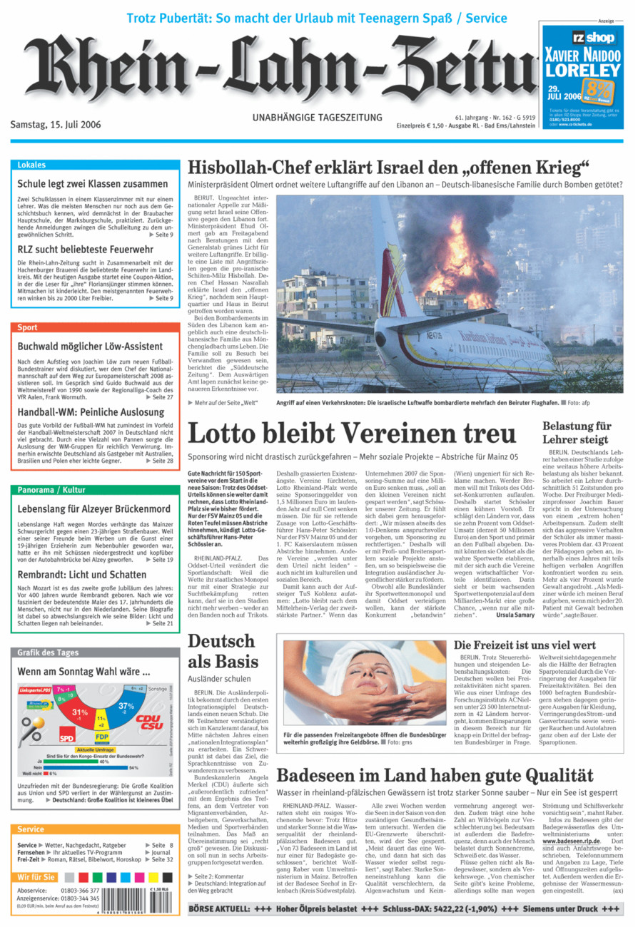Rhein-Lahn-Zeitung vom Samstag, 15.07.2006