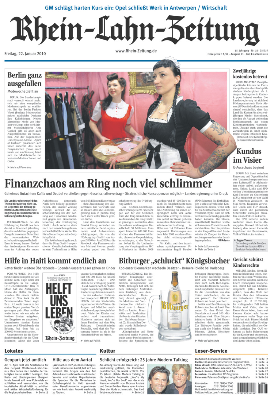 Rhein-Lahn-Zeitung vom Freitag, 22.01.2010