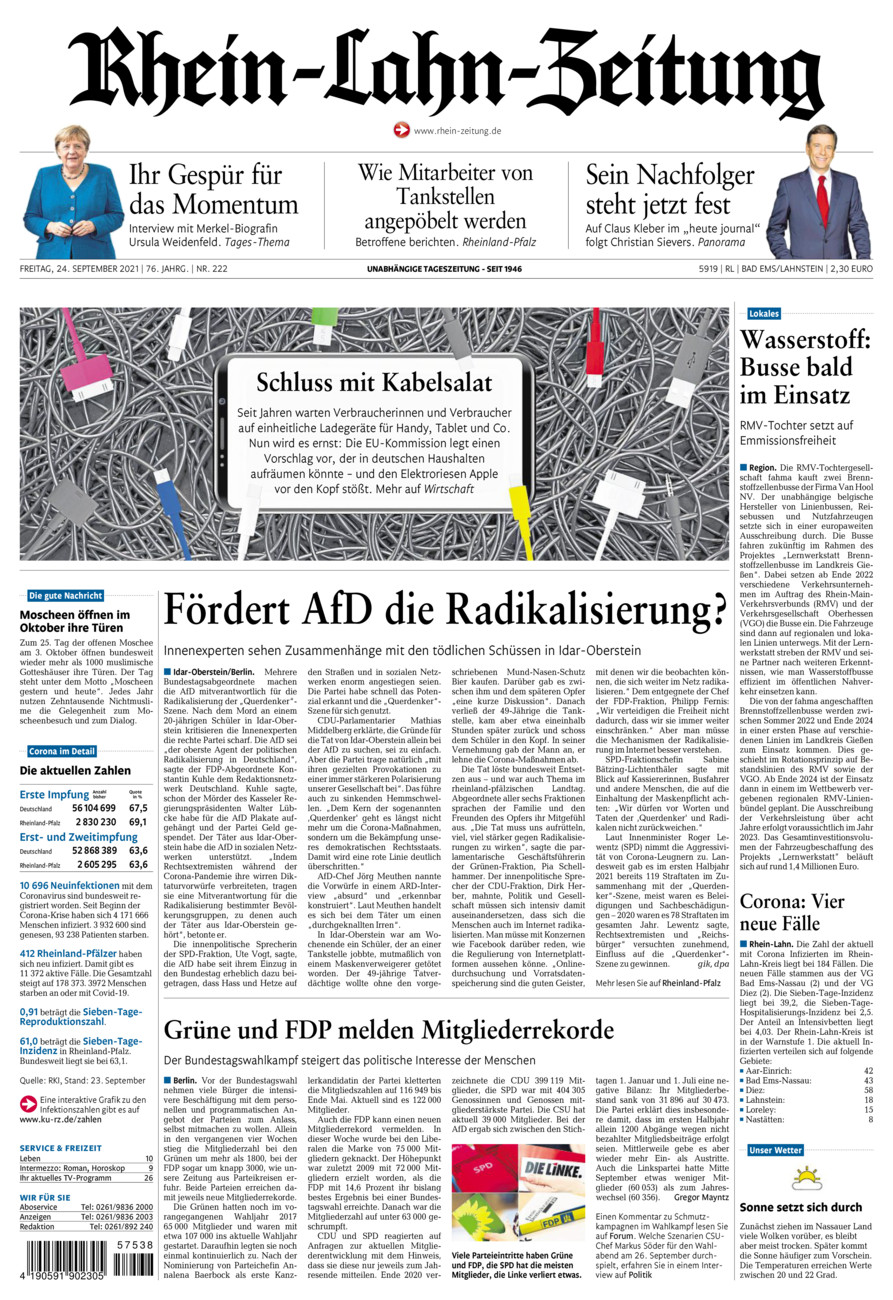 Rhein-Lahn-Zeitung vom Freitag, 24.09.2021