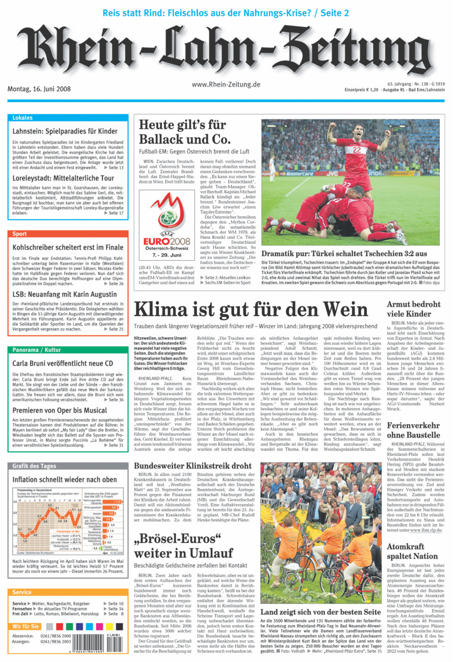 Rhein-Lahn-Zeitung vom Montag, 16.06.2008