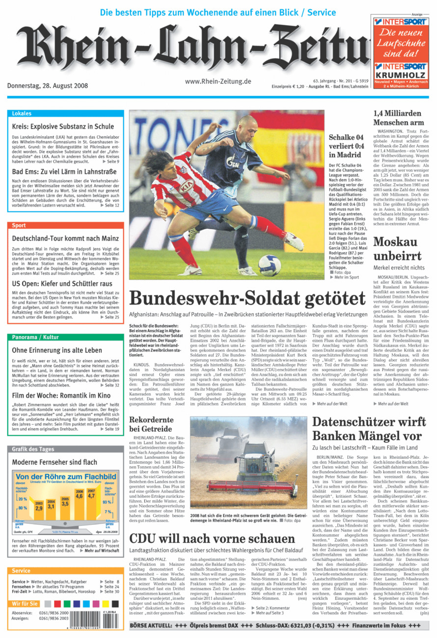 Rhein-Lahn-Zeitung vom Donnerstag, 28.08.2008