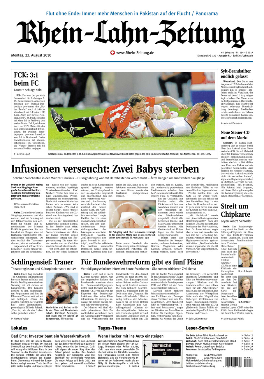 Rhein-Lahn-Zeitung vom Montag, 23.08.2010