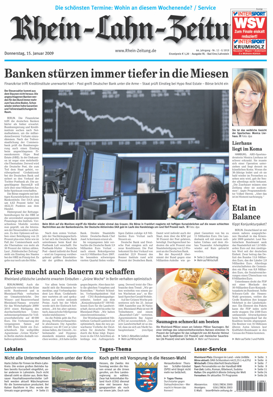 Rhein-Lahn-Zeitung vom Donnerstag, 15.01.2009