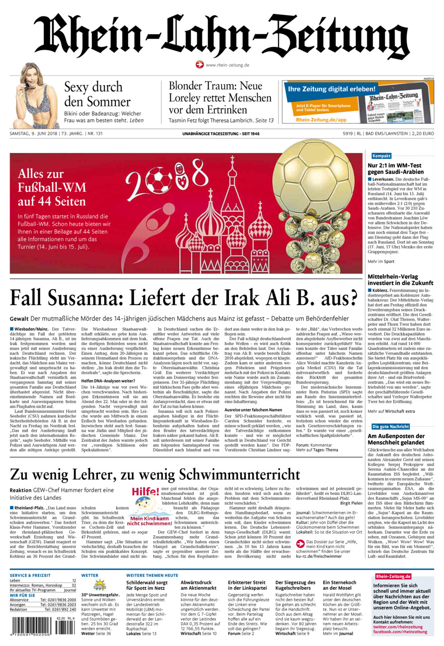 Rhein-Lahn-Zeitung vom Samstag, 09.06.2018