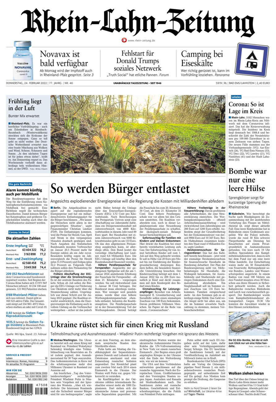 Rhein-Lahn-Zeitung vom Donnerstag, 24.02.2022