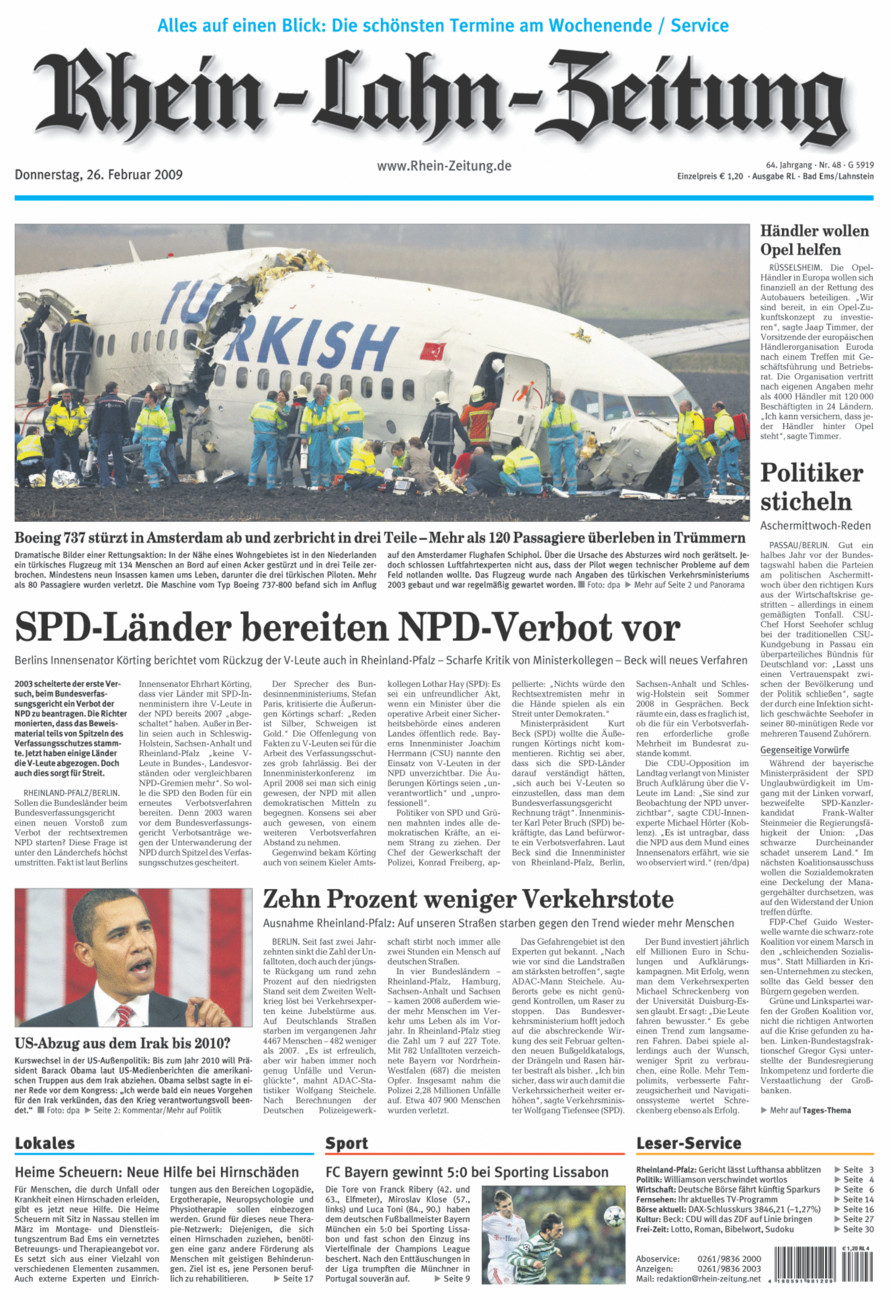 Rhein-Lahn-Zeitung vom Donnerstag, 26.02.2009