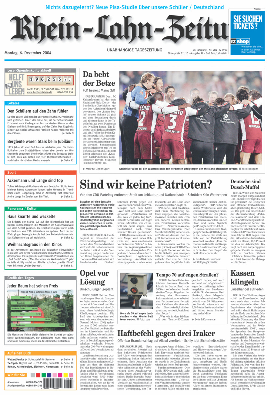 Rhein-Lahn-Zeitung vom Montag, 06.12.2004