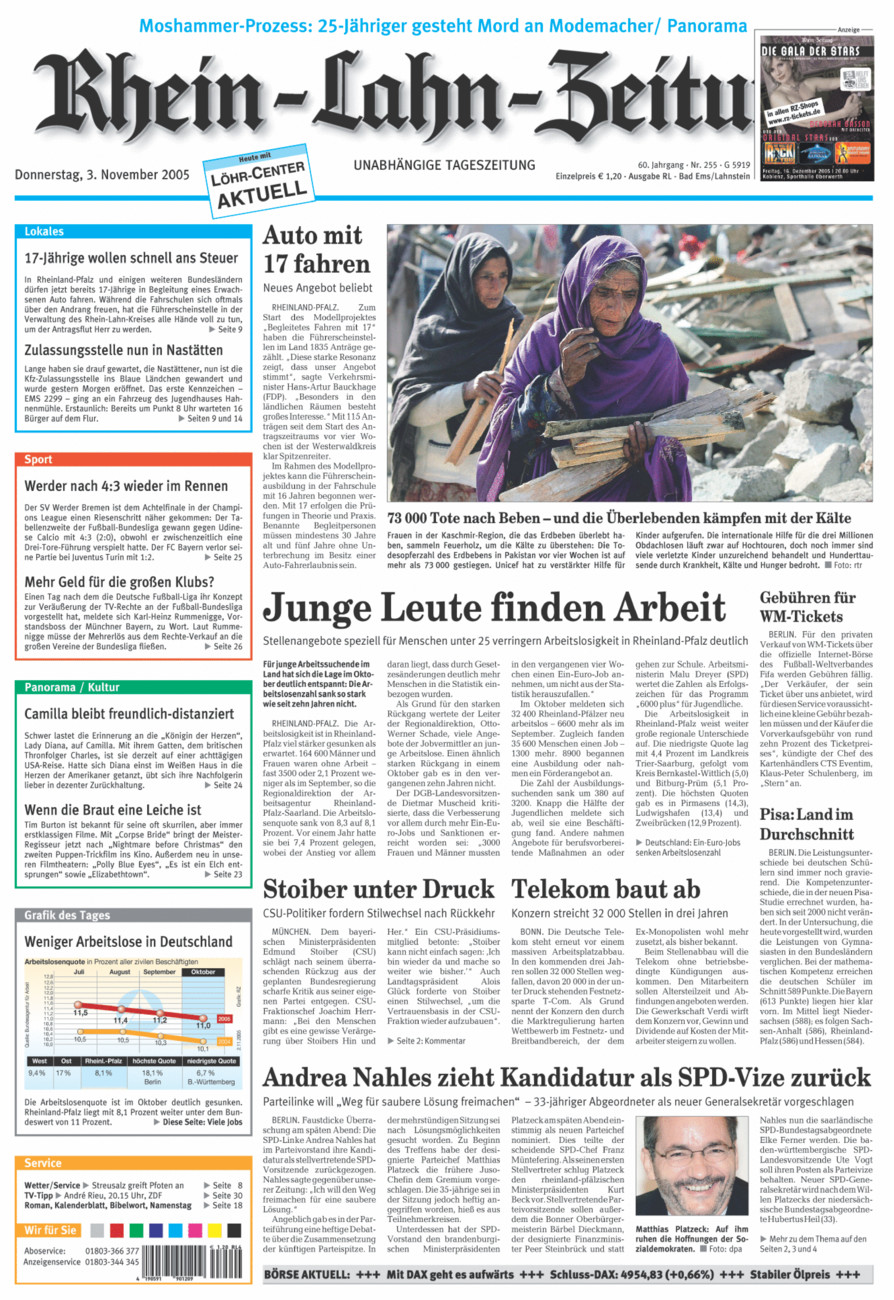 Rhein-Lahn-Zeitung vom Donnerstag, 03.11.2005