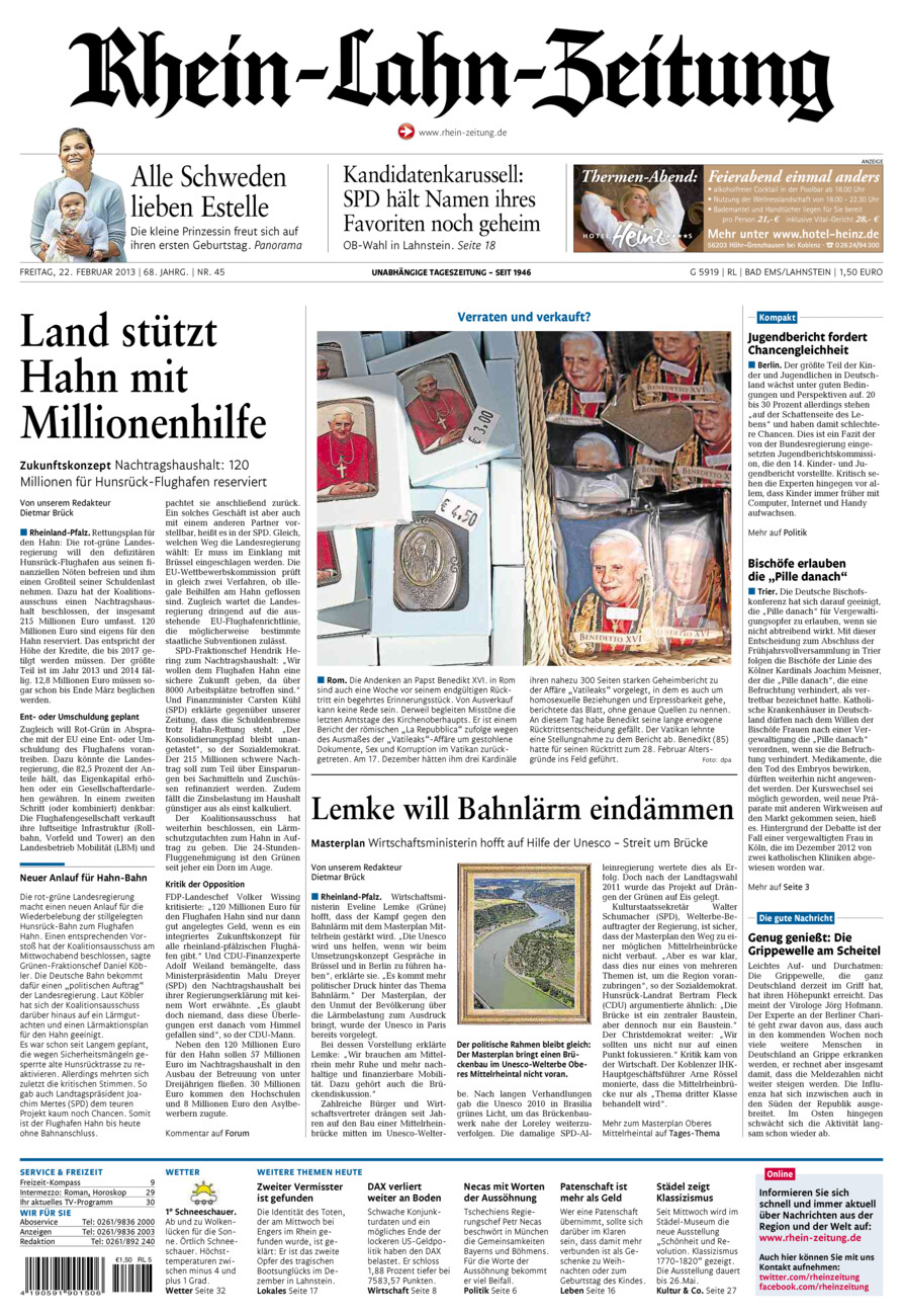 Rhein-Lahn-Zeitung vom Freitag, 22.02.2013