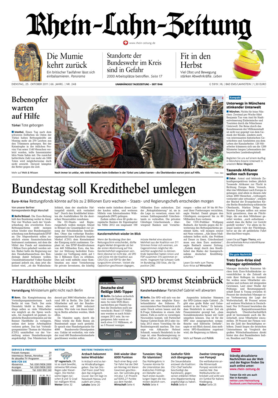 Rhein-Lahn-Zeitung vom Dienstag, 25.10.2011