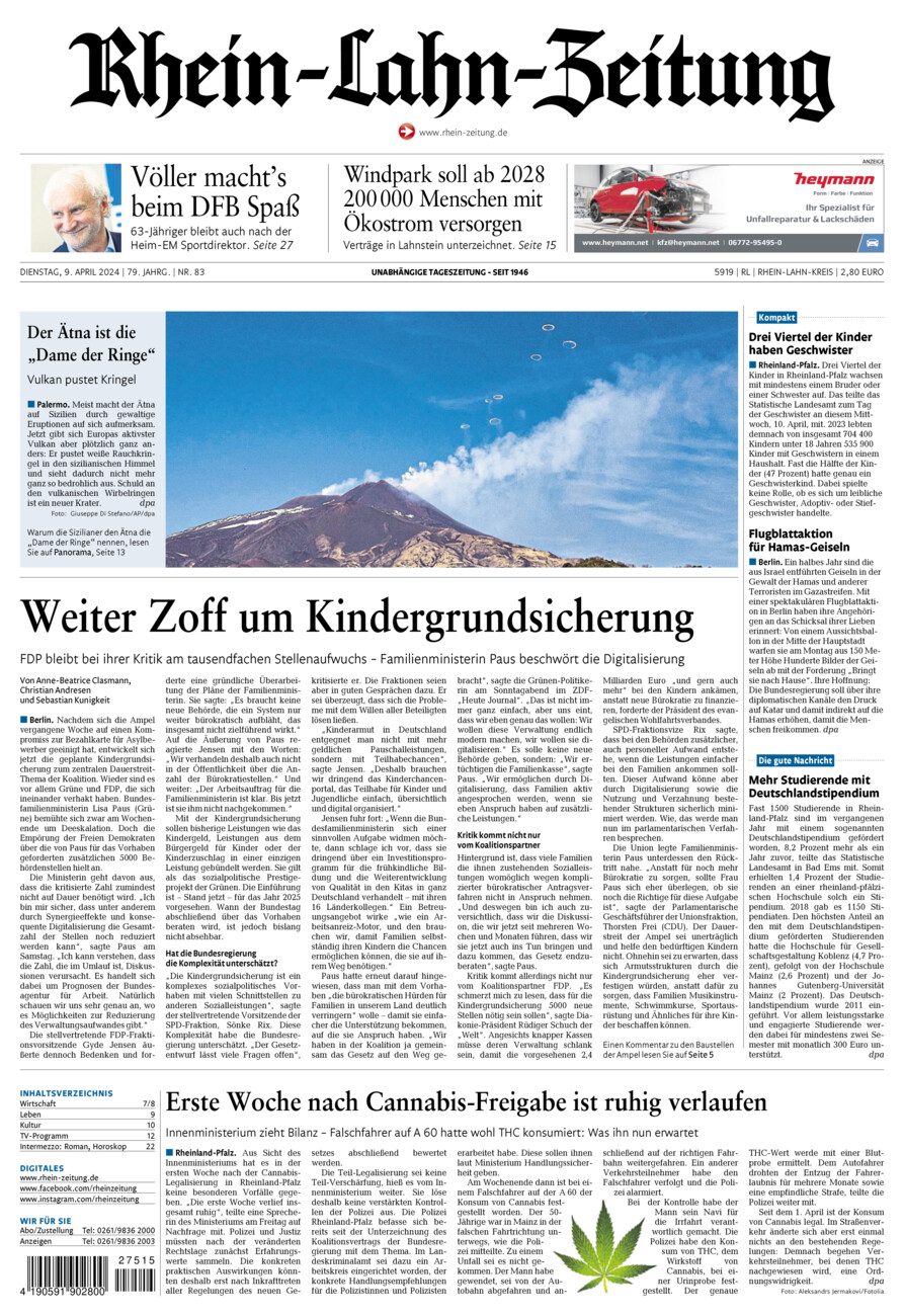 Rhein-Lahn-Zeitung vom Dienstag, 09.04.2024