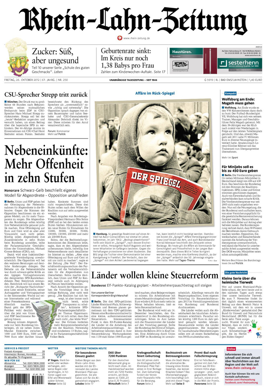 Rhein-Lahn-Zeitung vom Freitag, 26.10.2012