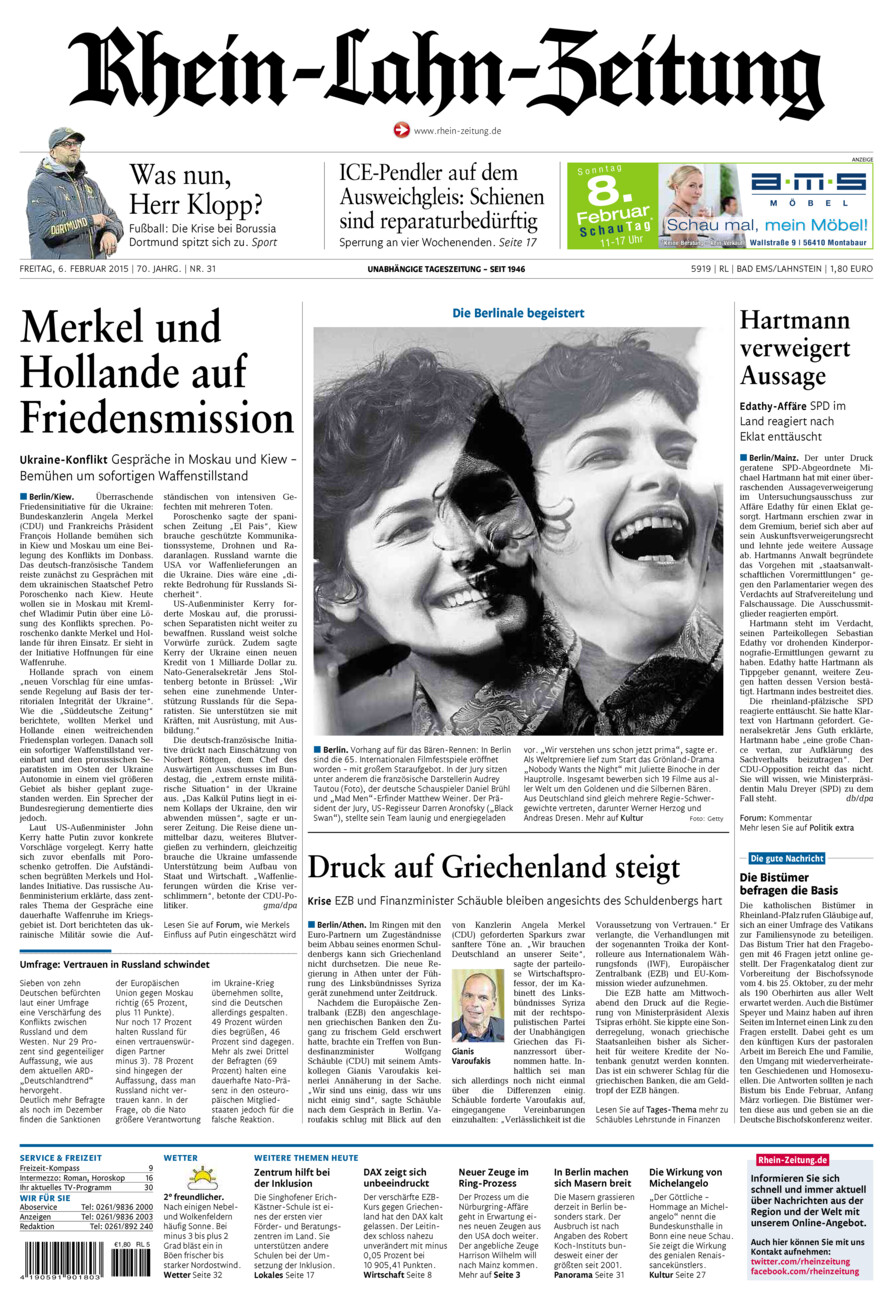 Rhein-Lahn-Zeitung vom Freitag, 06.02.2015