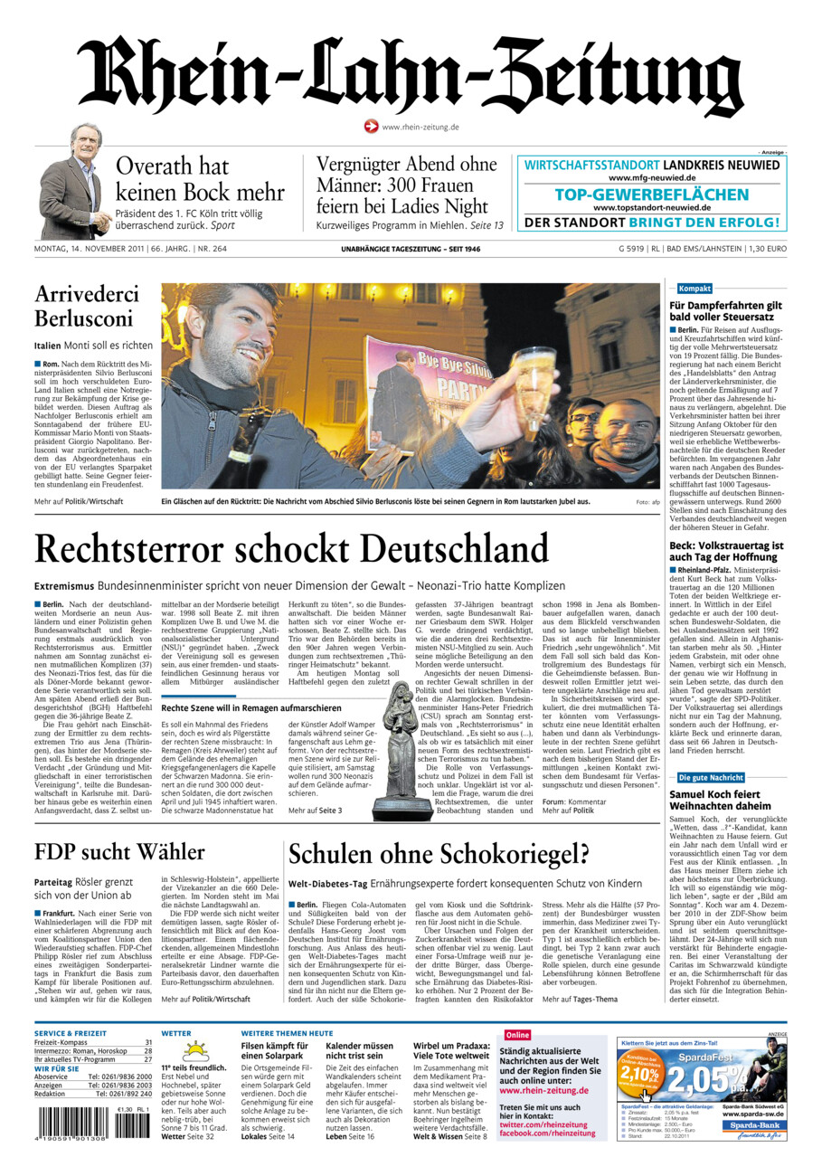 Rhein-Lahn-Zeitung vom Montag, 14.11.2011