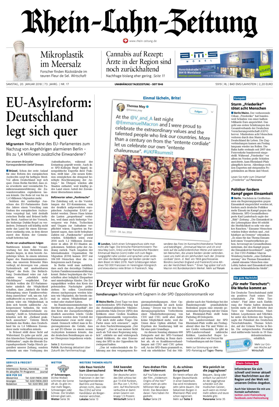 Rhein-Lahn-Zeitung vom Samstag, 20.01.2018